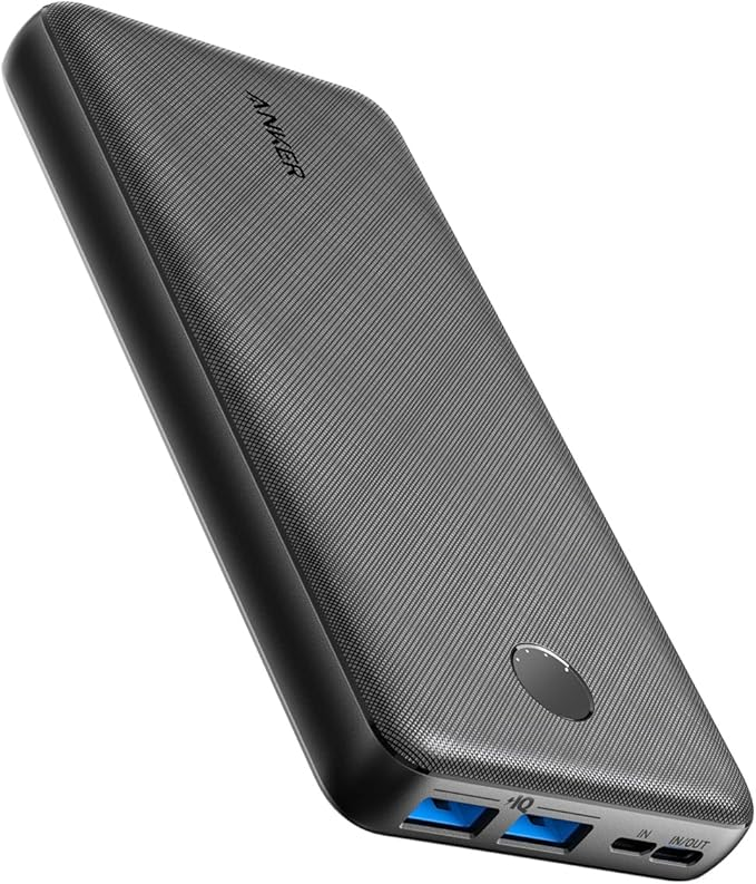 Anker Portable Charger, 325 Power Bank (PowerCore Essential 20K), 20K Battery Pack with 15W Charging, PowerIQ, 2 USB-A, 1 Micro USB, Two-Way USB-C Ports for iPhone Series, AirPods, and More (Black)