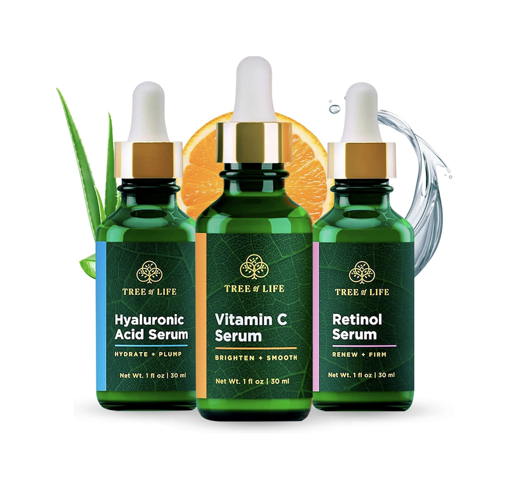 Sérum antienvejecimiento ToLB paquete combo, orgánico al 72 %, sérum de vitamina C, sérum de retinol, sérum de ácido hialurónico, 3 onzas