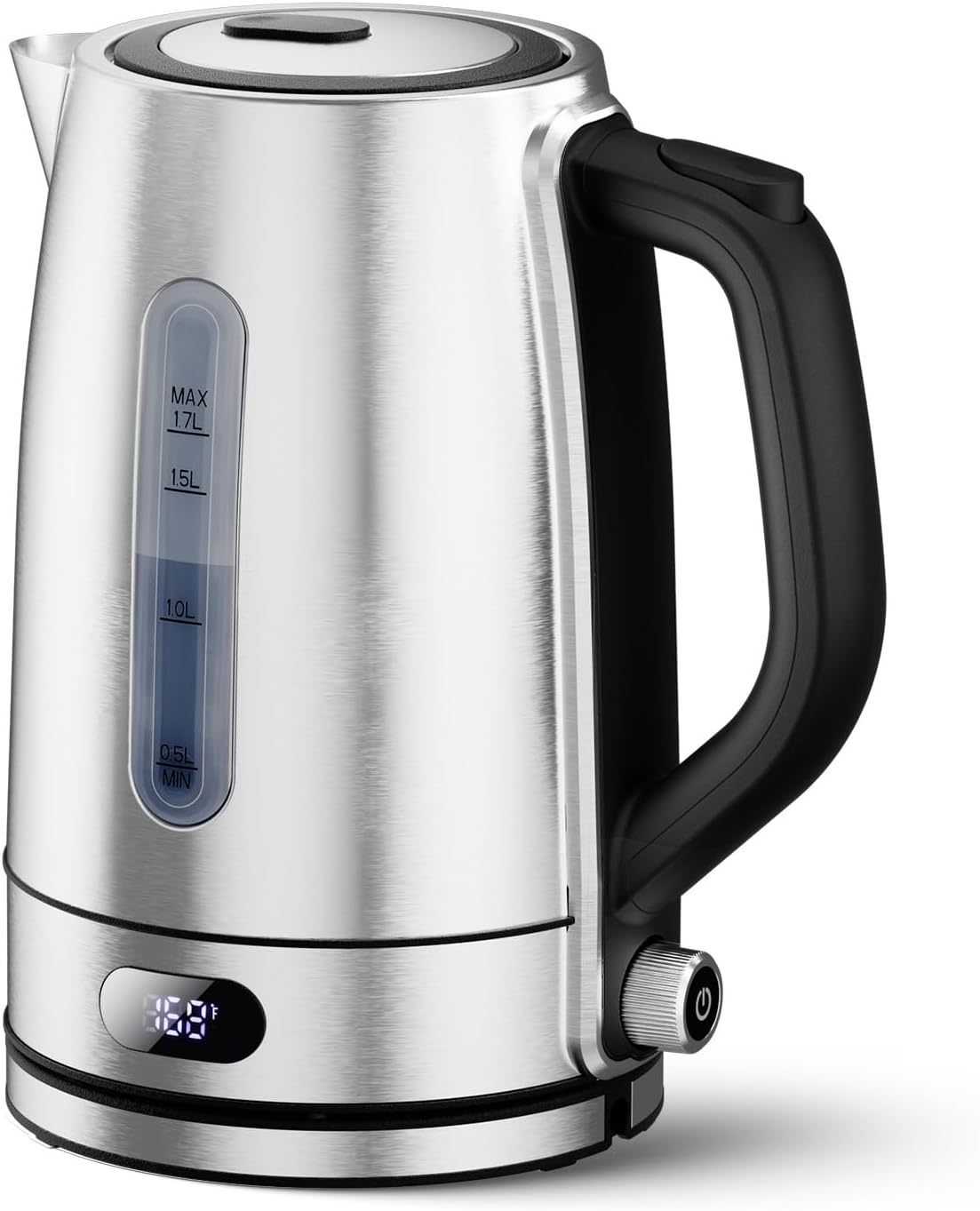 COWSAR Hervidor eléctrico con control de temperatura, hervidor de agua caliente 1.7L, 304 SS, calentador oculto, pantalla de temperatura, tapa con una tecla, apagado automático, protectores de