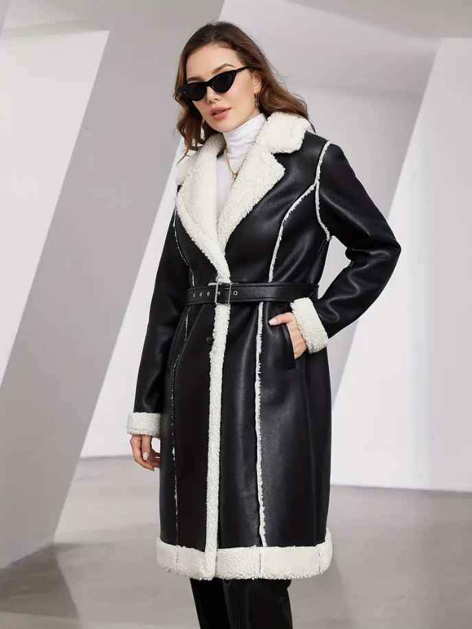 Abrigo negro largo de cuero elegante para mujer talla M modelo zara